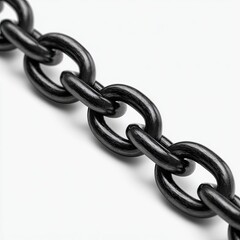Obraz premium Black metal chain. A close-up view of a black metal chain. Links are oval-shaped and tightly connected. A smooth, glossy finish is visible