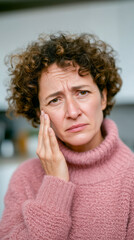Concerned Woman with Facial Discomfort