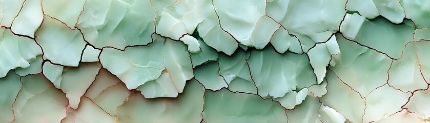 Elegant texture with soft mint and cream tones, intricate patterns and shapes.