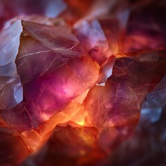 Colorful crystal formations with vibrant lights and textures, abstract background.