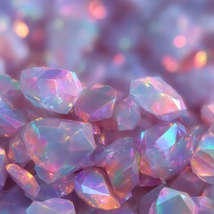 Colorful iridescent crystals in various shapes, sparkly and eye-catching.