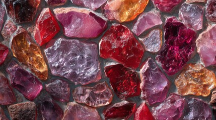 Colorful gemstones arranged beautifully on a textured surface.