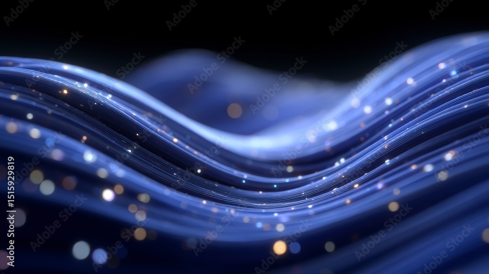 Poster abstract blue wave digital flow data stream technology background