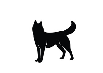 Awesome dog silhouette. Isolated background. Vector illustration.