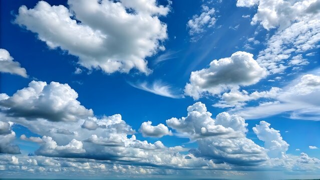 Stunning cumulus cloudscape over a blue sky
