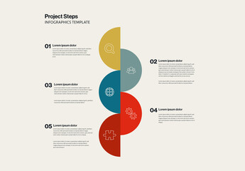 Business Project Steps Infographic Template with Half Circles