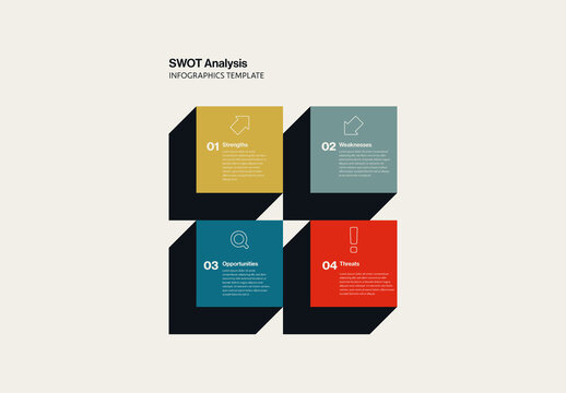 SWOT Analysis Infographic Template with Square Graphic Elements