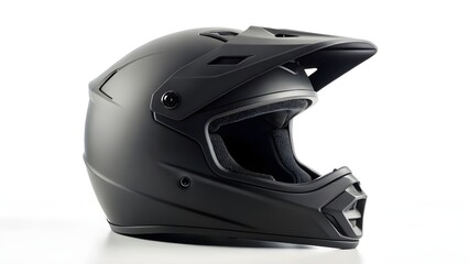 Fototapeta premium Protective Matte Black Motocross Helmet Mockup Realistic 3D Model for Design Presentations