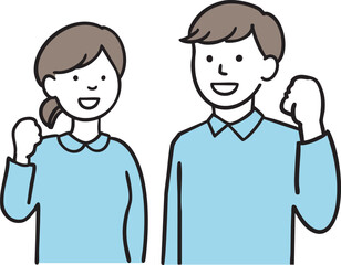 男女頑張るぞポーズの人物イラスト – Motivated Person Illustration