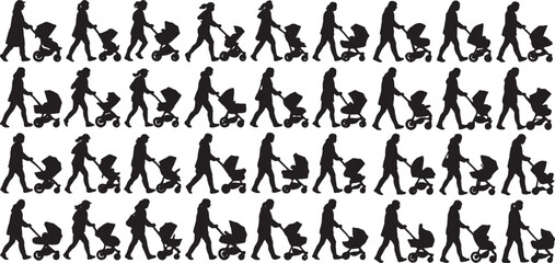 silhouette  Of Mothers and Strollers