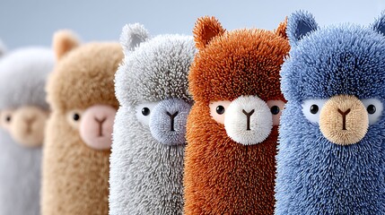 Fototapeta premium Soft 3D Render of Adorable Alpaca Icons in Calm and Cozy Style