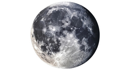 Naklejka premium Realistic full moon in the dark night sky with glowing details and lunar texture, isolated on white background 