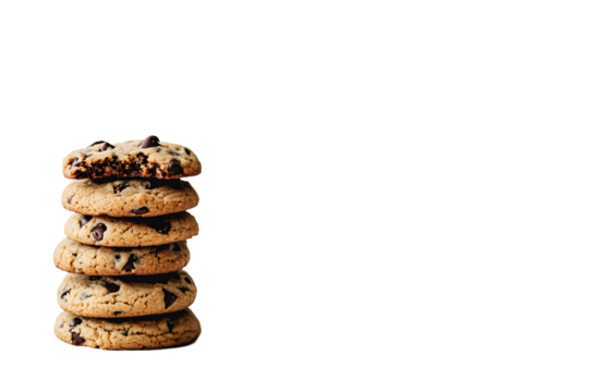 a stack of cookies with chocolate chips