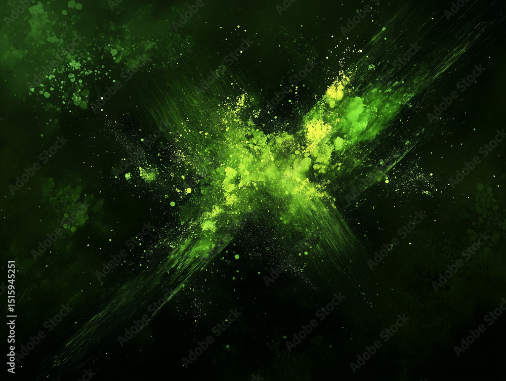 Poster abstract green explosion with transparent background for science and technology