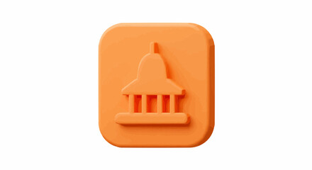 Fototapeta premium Orange building icon on a rectangular shape