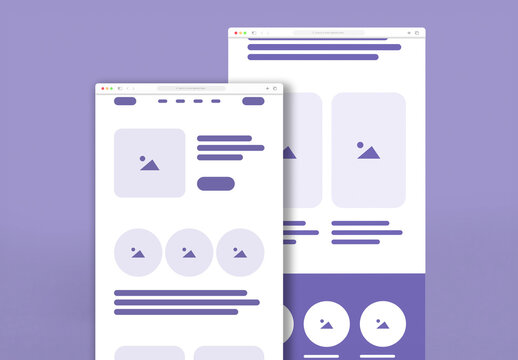 Landing Page Wireframe Design Template For Image Gallery And Text Content