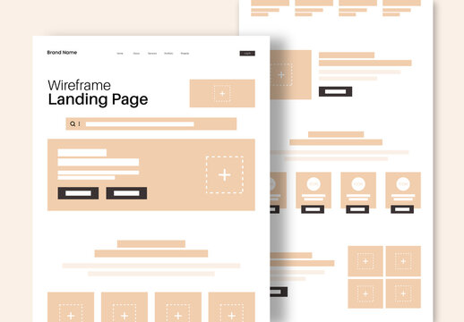 Website Landing Page Wireframe Minimal UI Layout Template For Creative Projects