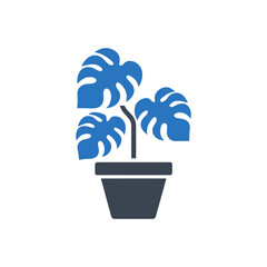 monstera plant in pot icon