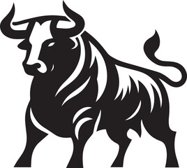 Minimalist Black and White Bull Vector Illustration