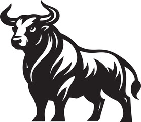 Minimalist Black and White Bull Vector Illustration