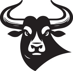 Minimalist Black and White Bull Vector Illustration