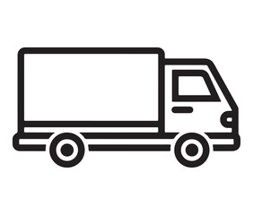 Fototapeta premium Belivery truck icon line art. Fast shipping truck black and white vector.