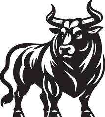 Minimalist Black and White Bull Vector Illustration