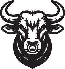 Minimalist Black and White Bull Vector Illustration