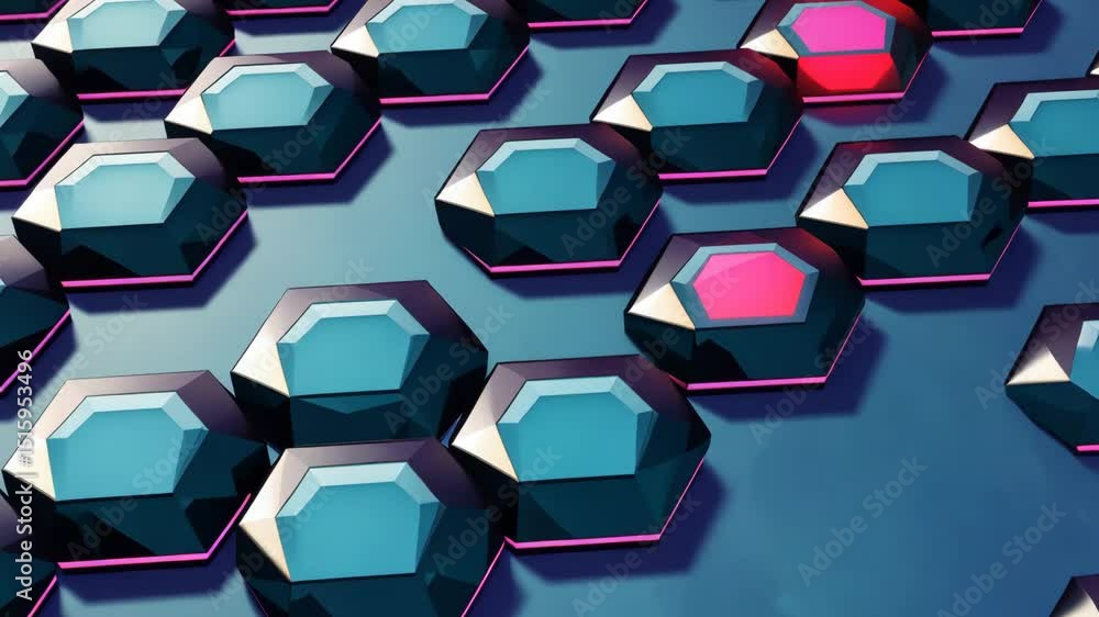 Poster a blue and white hexagonal pattern. the blue is the color of the hexagon. the white is the backgroun