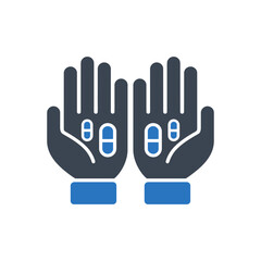 Obraz premium Hands with Pills Icon