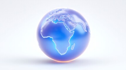 Obraz premium Global Network Illuminated Earth Globe 3D Render World Map Futuristic Concept