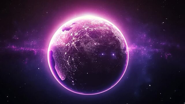 Purple Planet: A cosmic view of Earth at night, glowing with city lights.
