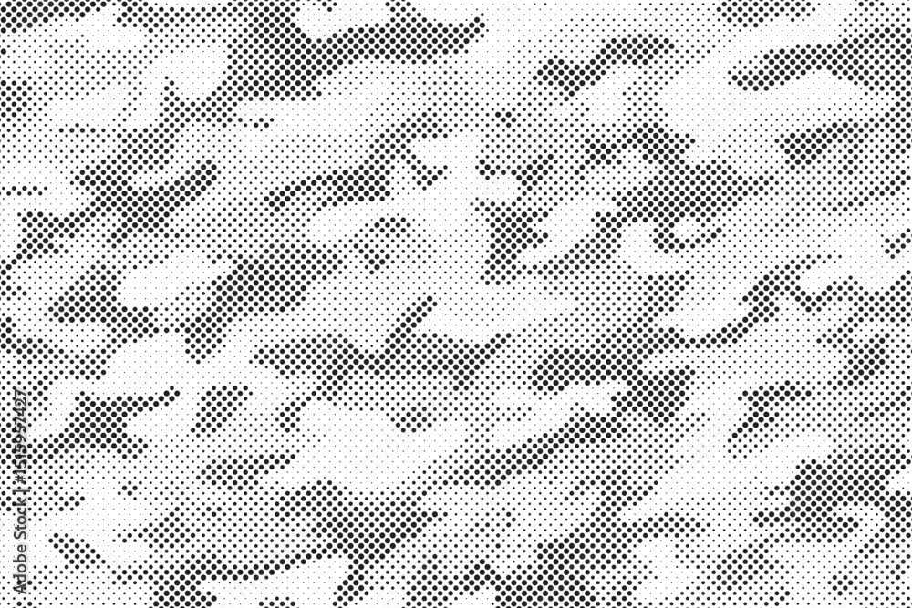 Aufkleber Abstract halftone seamless camouflage pattern. Repeating digital dotted hexagonal camo military texture background. Abstract modern fabric textile ornament. Vector illustration.