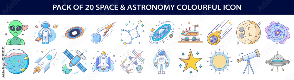 Canvas Prints collection of twenty colorful space and astronomy icons