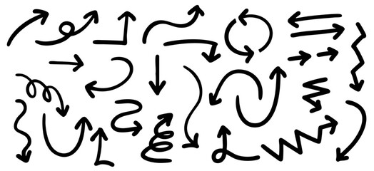 ベクターのペンの手書きの矢印セット (黒)	
