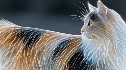 Naklejka premium Colorful Kitten Outline on White Backdrop for Artistic Coloring Projects