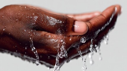 Fototapeta premium Close up Hands Holding Water Splash Cleanliness Purity Hydration Refreshment
