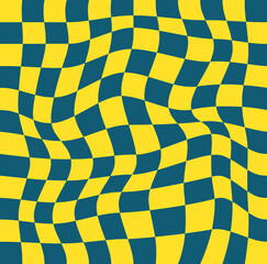 Obraz premium Retro wavy checkered pattern. Vector isolated. 