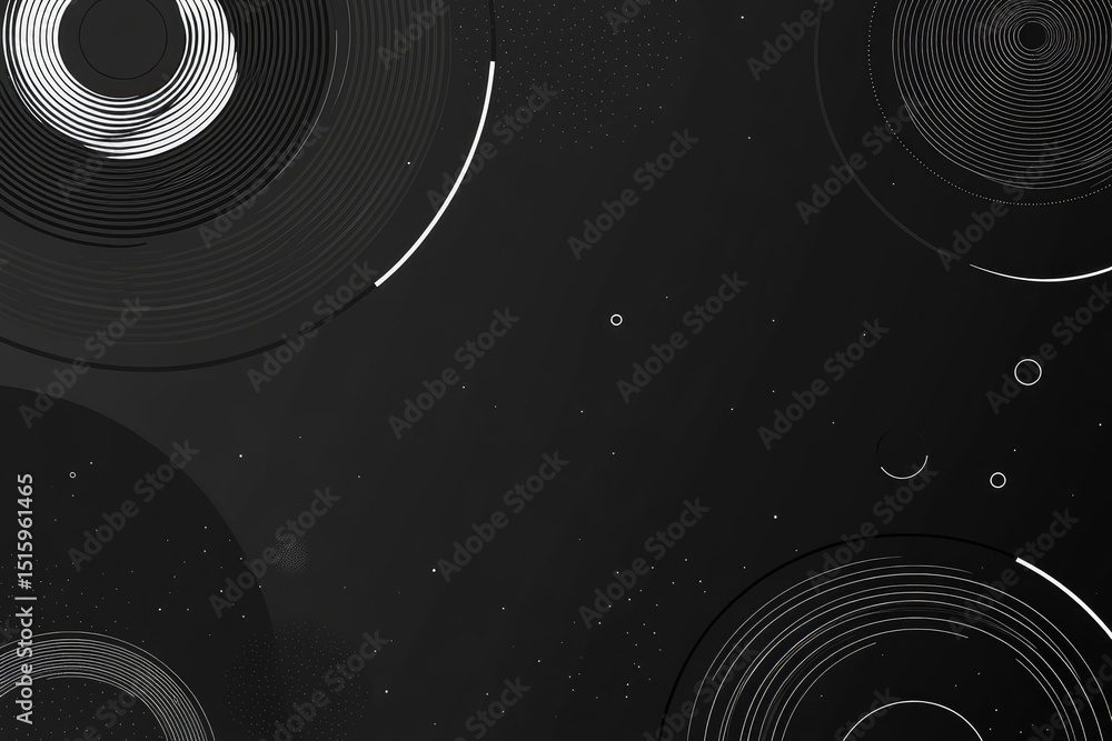 Poster abstract design with concentric circles and lines