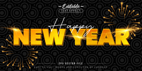 Happy New Year greetings editable text effect.