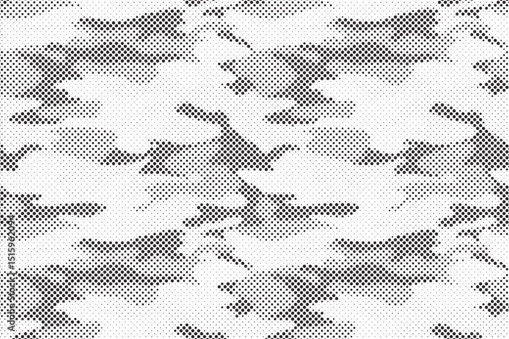 Aufkleber Abstract halftone seamless camouflage pattern. Repeating digital dotted hexagonal camo military texture background. Abstract modern fabric textile ornament. Vector illustration.