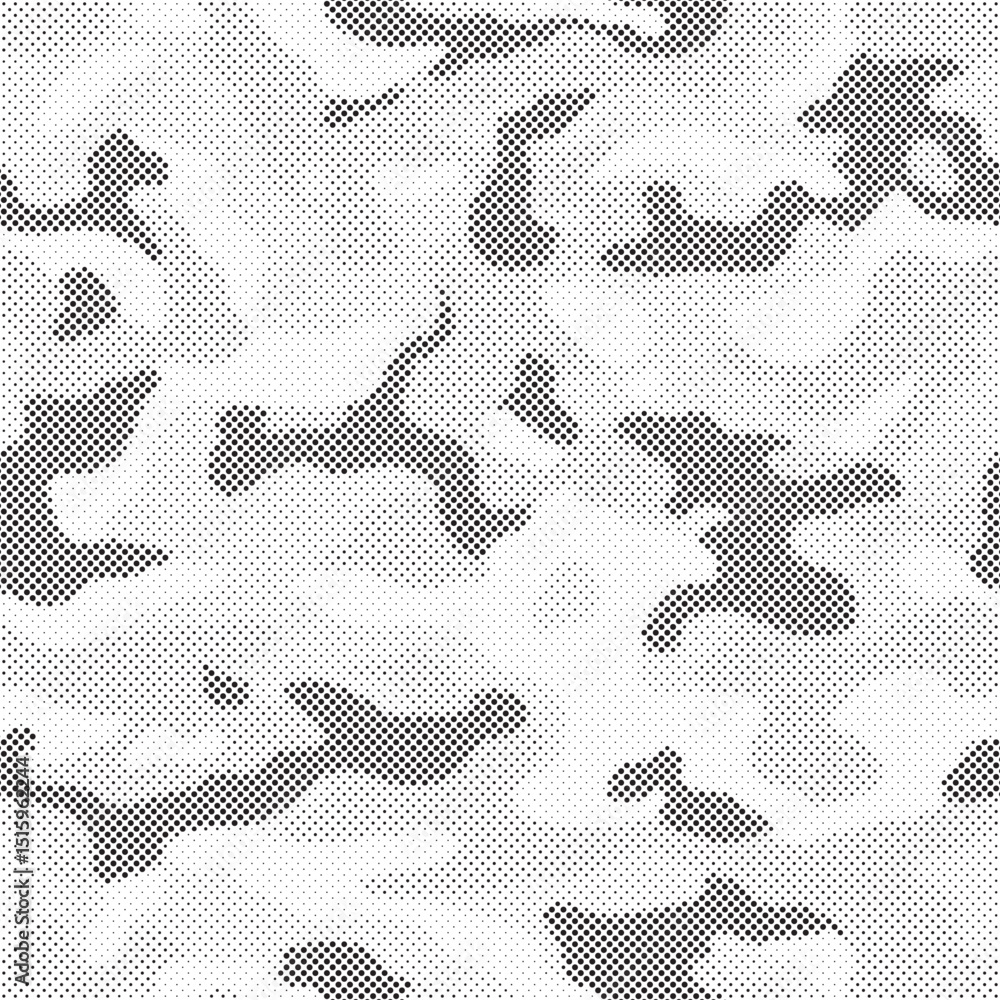 Aufkleber Abstract halftone seamless camouflage pattern. Repeating digital dotted hexagonal camo military texture background. Abstract modern fabric textile ornament. Vector illustration.