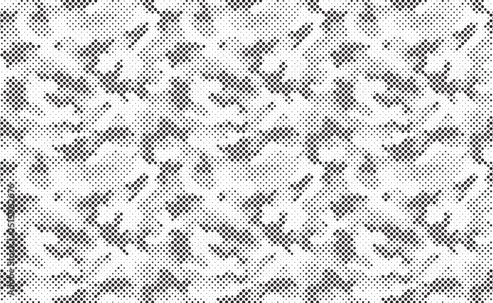 Poster Seamless camouflage pattern. Repeating digital dotted hexagonal camo military texture background. Abstract modern fabric textile ornament. Vector illustration.