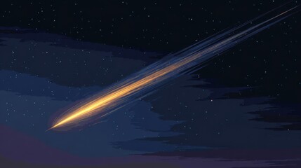 Comet streaking across a starry night sky