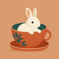 Cute bunny in a teacup