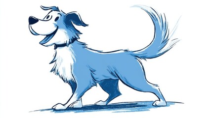 Happy blue dog illustration