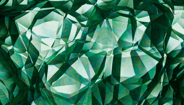 Abstract green geometric pattern with facets and angles