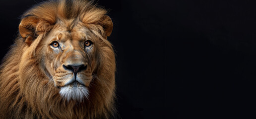 The lion is portrayed in a fierce and focused manner, its intense stare the essence of its wild nature, reveal the lion detailed features and wild charm.