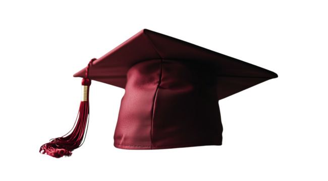 Classic maroon graduation cap design, created with AI, PNG