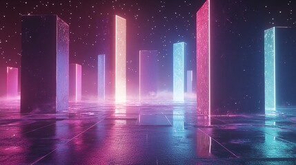 Futuristic Abstract Spacescape Featuring a Glowing Square of Light in a Cosmic Environment